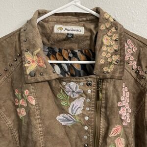 MONTANACO VTG XL Moto Jacket Brown Heavily Embroidered Studded‎ Festival